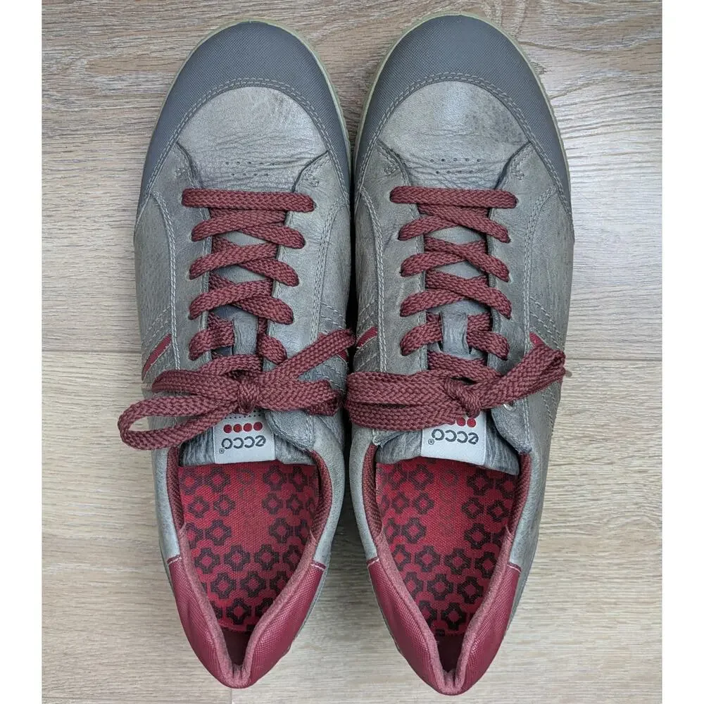 Ecco Mens Biom Hybrid Golf Sneaker Shoe 11 Leather Grey Burgundy Traction Bars